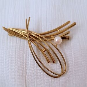 Antique/ Early Vintage Andreas Daub 333 Yellow Polished Gold Modernist Brooch